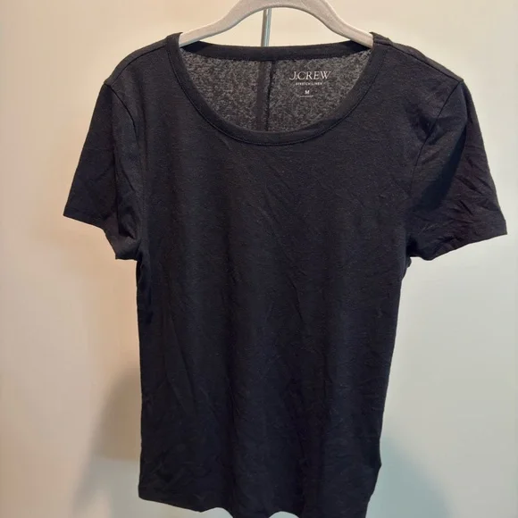 J. Crew Stretch Linen-Blend Black Crewneck T-Shirt (Style #BY415) – Size M - Picture 2 of 2